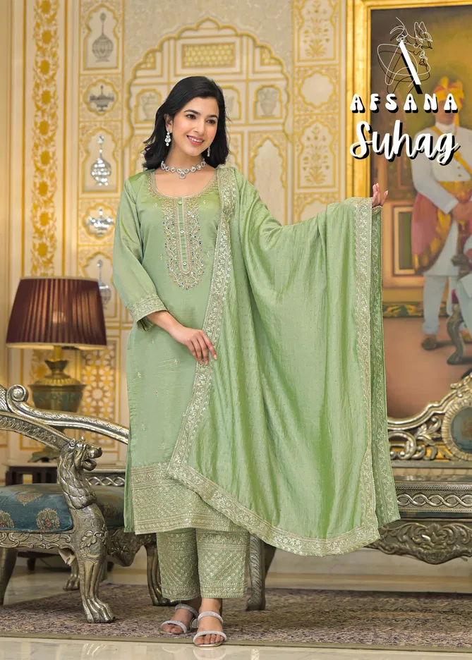 Suhag By Afsana Vichitra Embroidery Readymade Suits Exporters In India